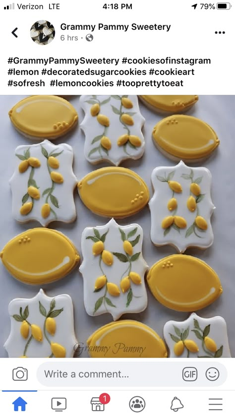 Fruit Sugar Cookies, Lemon Themed Party, Lemon Theme, Lemon Sugar Cookies, Sugar Cookie Royal Icing, Bridal Shower Cookies, Spring Cookies, Summer Cookies, Sugar Cookie Designs