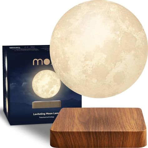 Levitating Moon Lamp 3D Printed Floating and Spinning 360° Magnetic Luna Unique Gift Night Light (Dark Wood Base) : Amazon.co.uk: Lighting Levitating Moon Lamp, Unique Corporate Gifts, Lamp 3d, Bulbs Indoor, Moon Lamp, Touch Of Modern, Soft Lighting, Indoor Lighting, Book Gifts