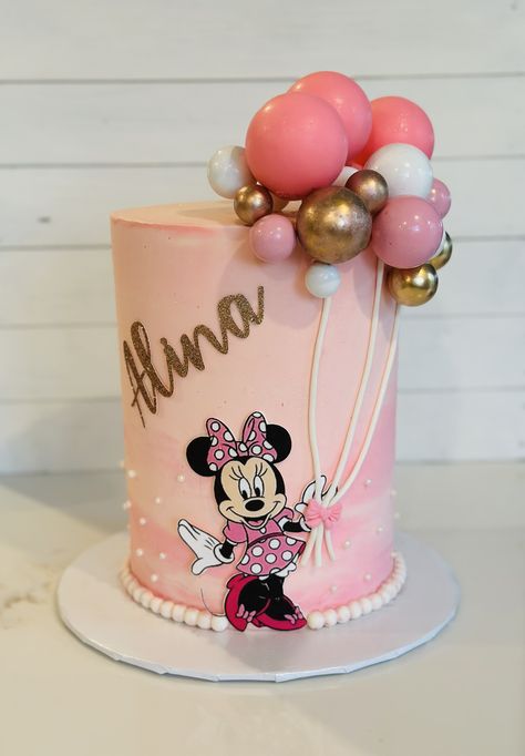 Minnie Mouse Cake Minnie Mouse Baby Shower Cake, One Tier Minnie Mouse Cake, Miki Mouse Cake Girl, Vintage Minnie Mouse Cake, Minnie Mouse Cake Buttercream, Minnie Mouse Birthday Theme, Bolo Minnie, Minnie Mouse Birthday Cakes, Minnie Mouse Baby Shower