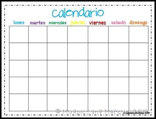 See the other resources found on this page for Date posters, etc. Calendar Month Spanish 1 Circle Time Printables, Spanish Printables, Preschool Spanish, Weekly Calendar Template, Spanish Curriculum, Spanish For Kids, Teaching Printables, Homeschool Spanish, Spanish Basics