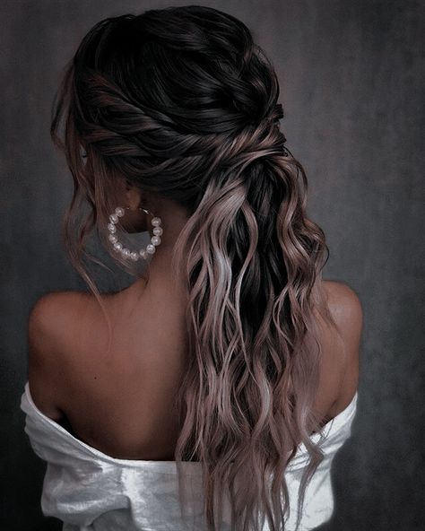 Bridesmade Hair, Hairstyle Ideas Easy, Cute Simple Hairstyles, Romantic Hairstyles, Long Hair Color, Long Hair Wedding Styles, Prom Hairstyles For Long Hair, Long Brown Hair, Easy Hairstyle