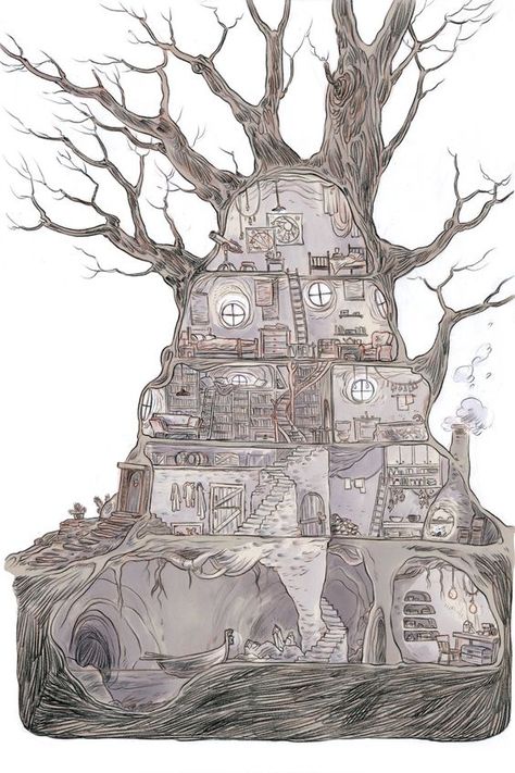 Marian Churchland, Brandon Graham, Building Illustration, Dungeon Maps, House Illustration, Fantasy House, Fantasy Places, House Drawing, Fantasy Map