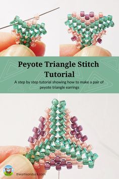 Beaded Earrings Tutorials Free Pattern, Beading Earrings Tutorials, Bead Weaving Earrings, Delica Beaded Earrings Free Pattern, Beaded Earring Patterns Free, Beaded Triangle Earrings, Miyuki Beads Pattern Tutorial, Seed Bead Earrings Tutorial How To Make, Seed Bead Bracelets Patterns Tutorials