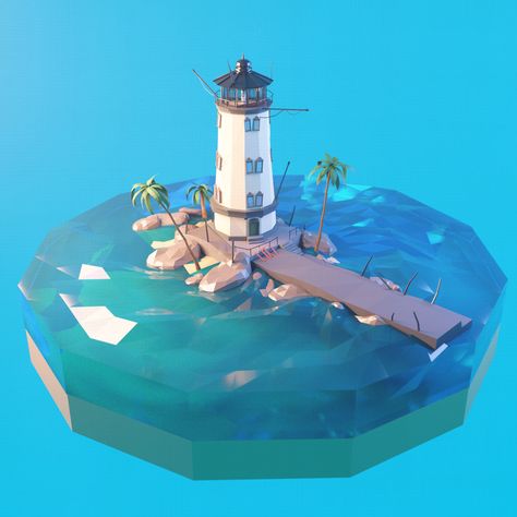 Light House Design, Lowpoly 3d, Poly Art, Isometric Art, Architecture Tattoo, Isometric Illustration, 3d Light, Low Poly Art, Arte Cyberpunk