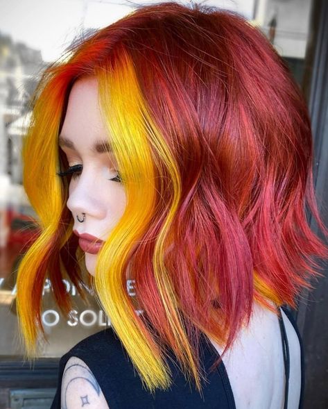 Yellow Hair Ideas, Yellow Hair Color Ideas, Spooky Hair, Yellow Hair Color, Sunshine Vibes, Fire Hair, Vivid Hair Color, Neon Hair, Color Techniques