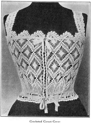 Free Pattern!  1912 Crocheted Corset Cover – Wearing History® Blog Victorian Lace Crochet Pattern, Steampunk Crochet Patterns, Lace Motif Crochet, Crochet Lace Patterns Free, Crocheted Corset, Mystical Crochet, Crochet Bottoms Pattern, Victorian Knitting, Victorian Crochet Patterns