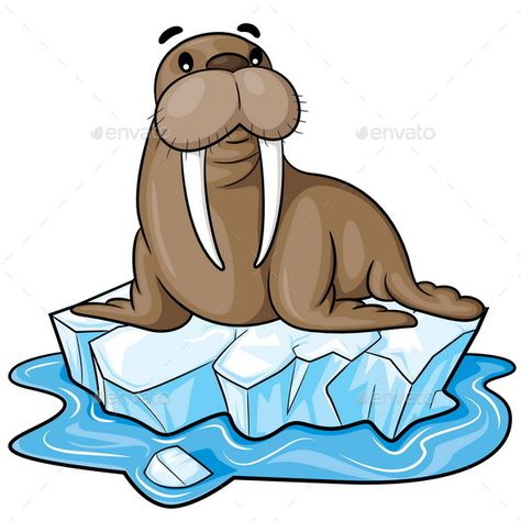 Illustration of cute cartoon walrus. Walrus Drawing Easy, Walrus Clipart, Walrus Cartoon, Cartoon Walrus, Walrus Drawing, Walrus Illustration, Sketching Doodles, Alphabet Characters, Doodles Painting