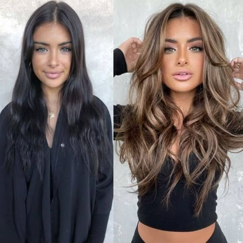 Brunette Hair With Highlights, Hair Makeover, Hair Color And Cut, Hair Inspiration Color, Hair Color Trends, Blonde Balayage, Brown Hair Colors, Hair Transformation, Great Hair