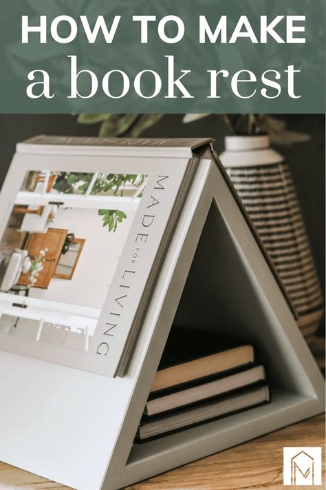 Transform your reading nook with this DIY book rest, designed to provide stability and comfort while reading. # Book Rest Diy, Diy Book Holder, Diy Wood Books, Book Rest, Wood Craft Projects, Wood Book, Book Holders, Cozy Reading, Beginner Woodworking Projects