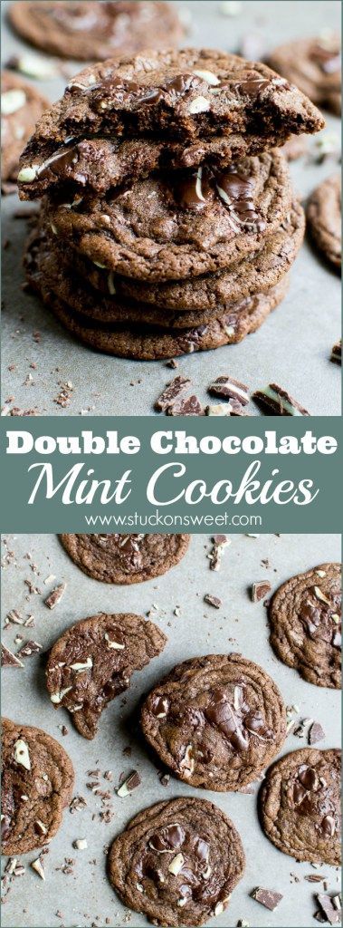 Love these Double Chocolate Mint Cookies made with Andes Mints! One of my favorite cookie recipes! | www.stuckonsweet.com Andies Mint Cookies, Andes Mints, Chocolate Mint Cookies, Cookie Sticks, Simple Cookies, Favorite Cookie Recipe, Mint Cookies, Chocolate Mint, Chocolate Filling