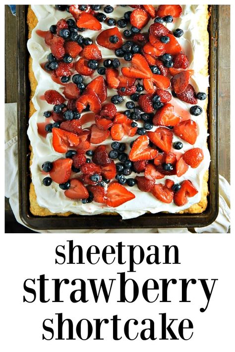 This is a Strawberry Shortcake for the Win! Sheetpan Strawberry Shortcake is great for a crowd. You\'ll be a hero at your next party, potluck or barbecue. Just don\'t tell anyone how easy it was! #SheetcakeDesserts #StrawberryShortcake #SheetcakeStrawberryShortcake Bisquick Strawberry Shortcake, Strawberry Shortcake Bars, Homemade Strawberry Shortcake, Strawberry Shortcake Recipe, Easy Strawberry Shortcake, Berry Shortcake, Potluck Desserts, Strawberry Shortcake Party, Great British Chefs