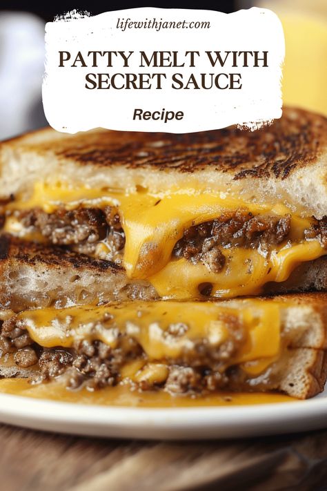 Patty Melt Sandwich, Secret Sauce Recipe, Patty Melt Recipe, Beef Recipes For Dinner Easy, Recipes For Dinner Easy, Melt Recipe, Patty Melt, Easy Meatloaf, Hamburger Recipes