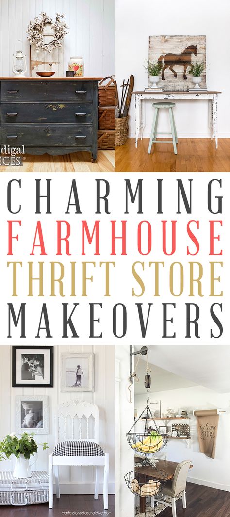 Charming Farmhouse Thrift Store Makeovers - The Cottage Market Farmhouse Thrift Store Makeovers, Chest Of Drawers Makeover, Thrift Store Makeover, Thrifted Home, Thrifted Home Decor, Cottage Market, Charming Farmhouse, Thrift Store Crafts, Vintage Farmhouse Decor