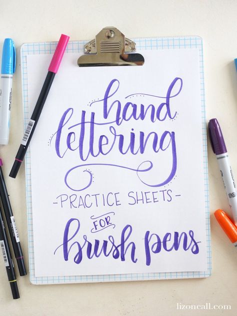 Free Hand Lettering Worksheets Brush Lettering Practice Sheets, Free Lettering Worksheets, Letter Practice Sheets, Brush Lettering Worksheet, Lettering Practice Sheets, Lettering Worksheets, Hand Lettering Practice Sheets, Brush Lettering Practice, Hand Lettering For Beginners