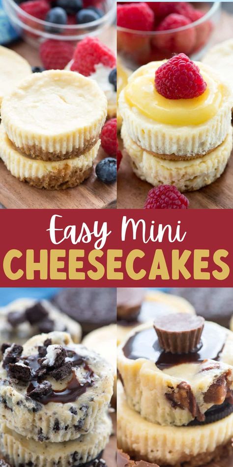 Easy Oreo Cheesecake Cupcakes, Mini Cheesecake Flavors, Mini Oreo Cheesecake Cupcakes, Best Mini Cheesecake Recipes, Cheesecake Mini Cups, Mini Cheesecake Recipes Easy, Individual Cheesecake Cups, Oreo Mini Cheesecake, Lemon Oreo Cheesecake