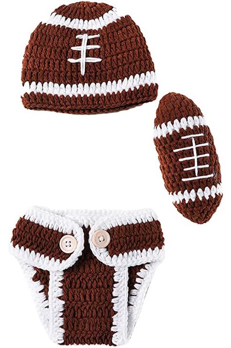 Amazon.ca : newborn football props Newborn Football, Crochet Patterns Baby Boy, Newborn Halloween Costumes, Crochet Costumes, Newborn Halloween, Baby Boy Photography, Infant Photography Props, Crochet Baby Clothes, Knitting Wool