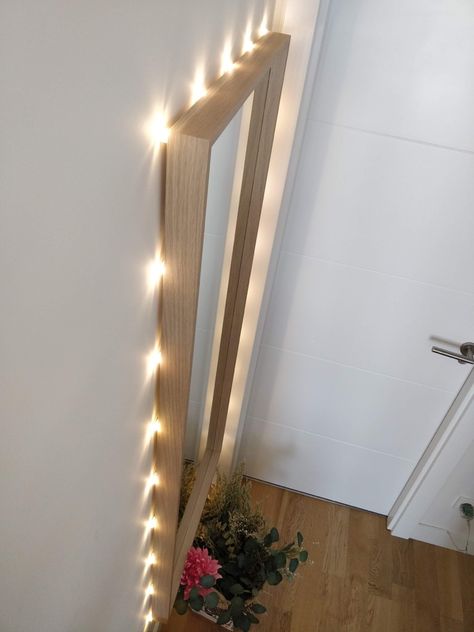 Making a lighted mirror with IKEA NISSEDAL - IKEA Hackers Nissedal Mirror Hack, Ikea Nissedal Mirror, Diy Mirror Frame Decoration, Diy Mirror Design, Ikea Hovet Mirror, Nissedal Mirror, Diy Mirror With Lights, Ikea Nissedal, Hovet Mirror