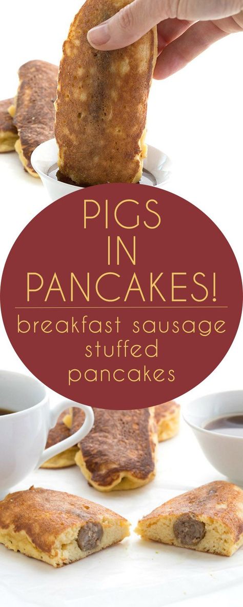 Pigs In A Blanket Breakfast, Breakfast Pigs In A Blanket, Pigs In The Blanket, Pancakes And Sausage, Stuffed Pancakes, Grain Free Pancakes, Sausage Recipe, Breakfast Sausage, Thm Recipes