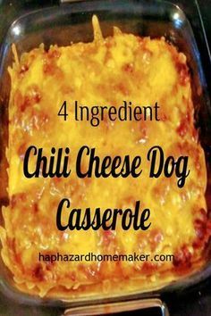 Super easy 4 ingredient Chili Cheese Dog Casserole. # #chilicheesedog #onedishmeal #chilicheesedogcasserole #4ingredients #haphazardhomemaker Hot Dog Cornbread Casserole, Hot Dog Casserole, Chili Dog Casserole, Chili Cheese Dog Casserole, Chili Casserole, Chili Cheese Dogs, Cheese Dog, Beef Casserole Recipes, Hot Dog Recipes