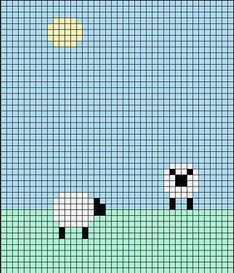 Sheep Cross Stitch, Crochet Sheep, Tiny Cross Stitch, Diy Perler Bead Crafts, Pixel Crochet, Tapestry Crochet Patterns, Diy Perler Beads, Crochet Tapestry, Money Making Crafts