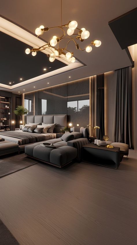 Luxury Apartments Interior Bedroom, Bed Rooms Ideas Master Luxury, Center Bed Bedrooms, Most Beautiful Bedrooms Luxury, Bedroom Ideas Luxurious, Spacious Master Bedrooms Decor, Luxury Bedroom Master 2023, Posh Bedroom Luxury, Luxurious Bedrooms Master Modern 2023