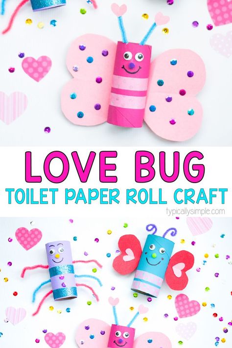 Toilet Paper Roll Craft, Roll Craft, February Crafts, Valentine's Day Crafts For Kids, Preschool Valentines, Valentine Crafts For Kids, Toilet Paper Roll Crafts, Paper Roll Crafts, Daycare Crafts