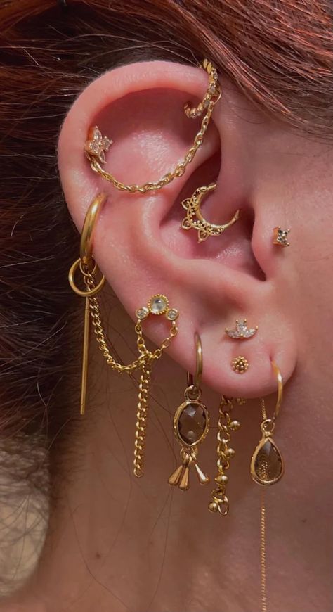 Cool Ear Piercings, Pretty Ear Piercings, Cool Piercings, Cute Ear Piercings, Ear Style, Piercing Earrings, Body Jewelry Piercing, Dope Jewelry, Pierced Jewelry