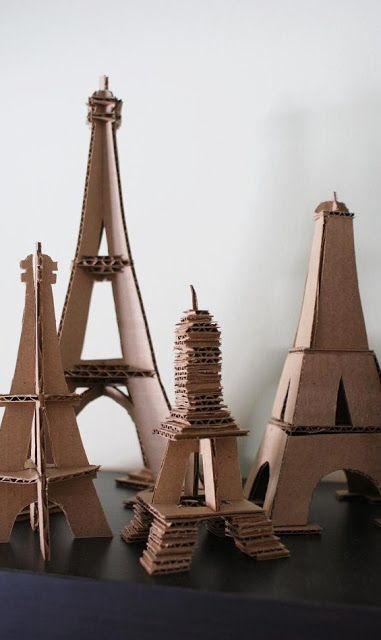 Dressedtothe9's: Eiffel Towers? Eiffel Tower Craft, France Craft, Tower Models, Cardboard Model, Fiesta Tropical, Paris Party, Elementary Art Projects, Cardboard Art, Bachelor Of Fine Arts