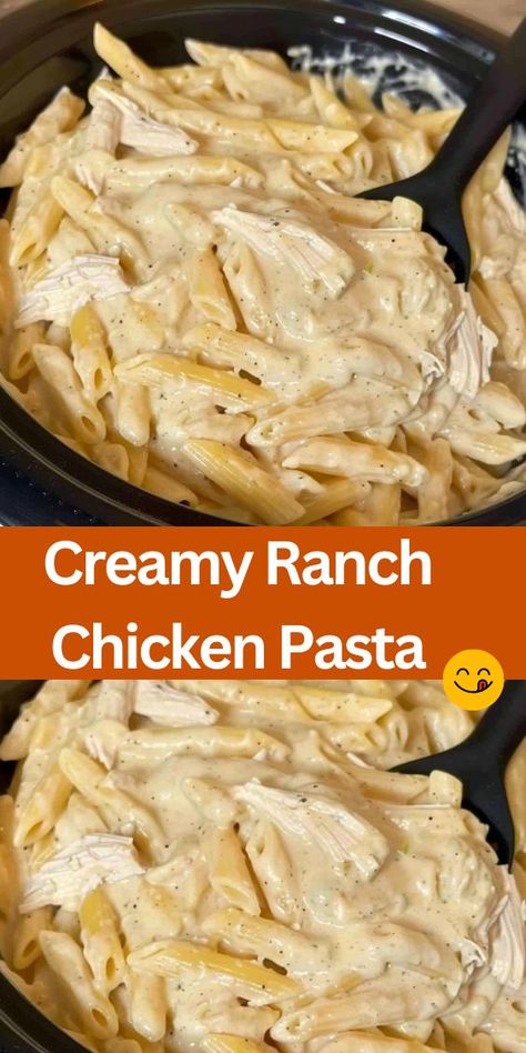 Looking for a delicious dinner idea? Try our Creamy Ranch Chicken Pasta recipe! Made with tender chicken, creamy sauce, and flavorful ranch seasoning, this dish is sure to be a hit with your family. It's easy to make and perfect for busy weeknights. Just toss everything in the crockpot and let it cook to perfection. Serve it with your favorite pasta for a comforting meal that everyone will love! Pasta With Ranch Seasoning, Creamy Noodles And Chicken, Southwest Ranch Chicken Pasta, Creamy Ranch Chicken Pasta, Creamy Ranch Beef And Noodles, Pasta And Shredded Chicken Recipes, Ranch Seasoning Recipes Dishes, Ranch Chicken Pasta Crockpot, Cheap Easy Crockpot Meals Budget