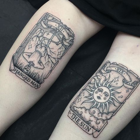 Vagabond Tattoo, Badger Tattoo, Calf Tattoo Ideas, Satanic Tattoos, Hanged Man Tarot, Tarot Tattoo, Nightmare Before Christmas Tattoo, Tarot Card Tattoo, Hanged Man