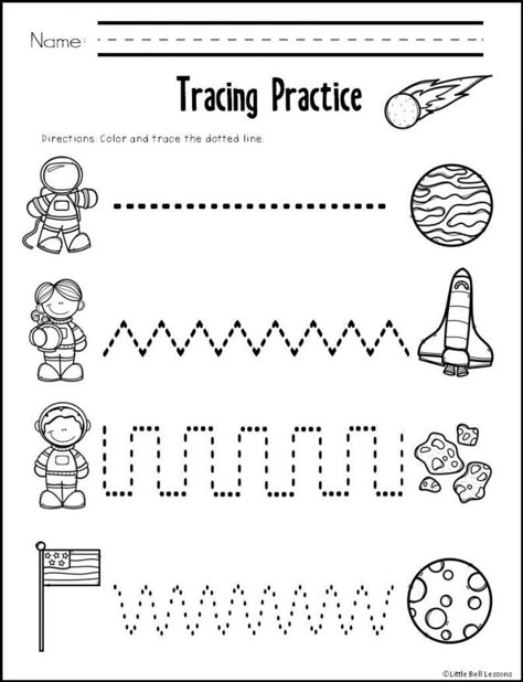 Astronaut Preschool, Space And Stars, Solar System Activities, Space Theme Preschool, Space Activities For Kids, Space Preschool, Tracing Practice, Preschool Tracing, Preschool Planning