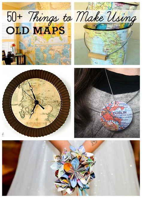 Over 50 DIY Projects Using Old Maps Decorating Stairs, Diy Map, Map Crafts, Paper Crafts Ideas, Map Projects, Map Ideas, Travel Crafts, 90s Outfits, Map Decor