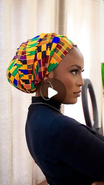 Ankara Turban Styles, Head Wrap Scarf Tutorial, Head Wrap Ideas, African Head Wraps Tutorial, How To Make Turban, Headwrap Ideas, Hair Scarf Tutorial, Head Wrap Tutorial, Ankara Headwrap