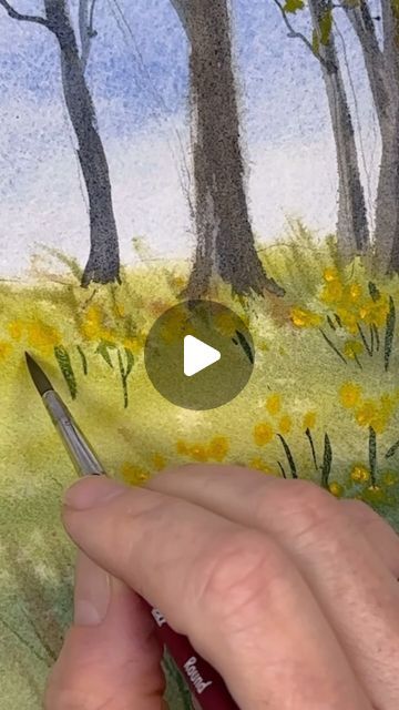 Artist/designer/ Illustrator on Instagram: "EASY spring landscape up@on my YouTube today - if you’re just starting out this is perfect for you!! Link in profile. I hope you’re having the best day! 
.
.
.
.
.
.
.
.
#watercolor #watercolorpainting #artoftheday #watercolorartist #carveouttimeforart #spring" Watercolour Landscape For Beginners, Spring Watercolor Painting Landscape Easy, Easy Watercolor Landscape, Artistic Journal, Watercolor Landscape Tutorial, Art Tricks, Watercolour Ideas, Learn Watercolor Painting, Water Paint