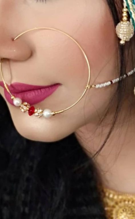 #nath #sabyasachijewelry #bridaljewellery #nathni #indiannosering #adaajewels #pakistanijewellery #hyderabadi Nathiya Bridal Gold Design, Nose Ring For Bride, Nath Nose Ring Bridal Gold, Nathiya Bridal Gold, Gold Nathiya Design, Nath Bridal, Nath Nose Ring, Bridal Nose Ring, Nose Ring Jewelry