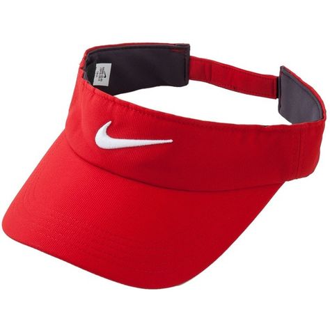 Nike Tech Swoosh Visor ($18) ❤ liked on Polyvore featuring accessories, hats, nike, red hat, nike hats, sun visor and sun visor hat Different Types Of Caps, Visor Outfit, Nike Visor, Types Of Caps, Nike Original, Basketball Nike, Womens Visor, Nike Cap, Nike Hat