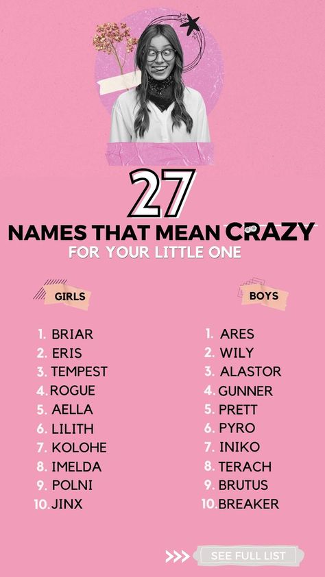 Crazy Girl Names, Cool Name, Powerful Names, Gender Neutral Names, Boy Names, A Name, Cool Names, Girl Names, Baby Names