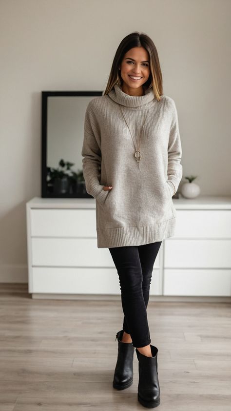 Discover the latest casual fall outfits for women in 2024 that are cute comfy and perfect for busy women over 40 Elevate your business fashion with these stylish and timeless looks Women’s Winter Outfits For Work, Winter Clothing Styles For Women Over 50, Cold Weather Womens Outfits, Women Winter Outfits For Work, Professional Sweater Outfits, Work To Evening Outfit, Outfit Inspo Casual Winter, Wool Outfits Woman, Neutral Holiday Outfit