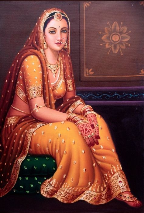 Rajasthani Painting Village, Rajasthani Painting, Mughal Art Paintings, Rajasthani Art, Indian Women Painting, Indian Art Gallery, Art Village, Women Painting, Indian Painting