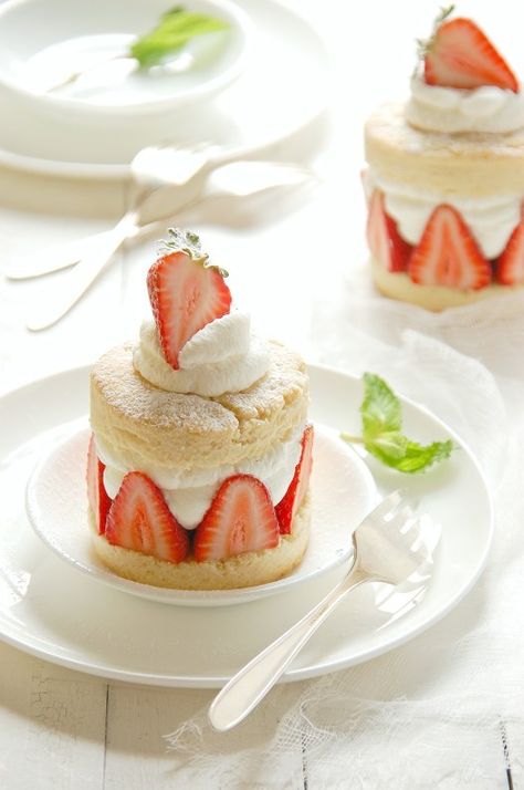 Strawberry shortcake is one of Amer...                                                                                                                                                                                 More Individual Strawberry Shortcake, Mini Strawberry Shortcake, Elaborate Cakes, Shortcake Cake, Strawberry Shortcakes, Strawberry Shortcake Cake, Mini Torte, Strawberry Shortcake Recipes, Shortcake Recipe