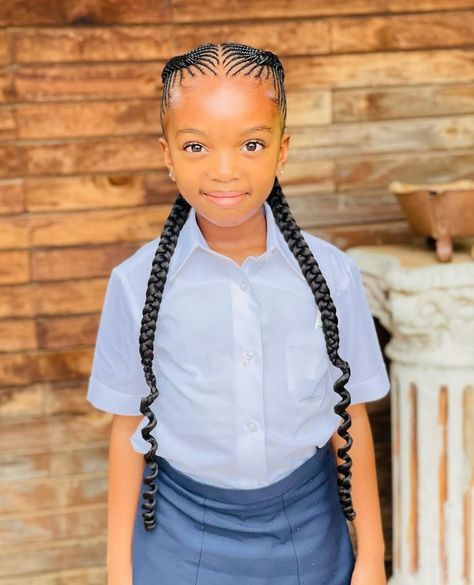 kid's hairstyle Girls Cornrow Hairstyles For Kids, Hairstyles For School For Kids, Mama Hairstyle, Maddie Hairstyles, Kids Back To School Hairstyles Black, Simple Hairstyles For Kids, Hairstyles For School Kids, Free Hand Hairstyles, Braided Ponytail Black Hair