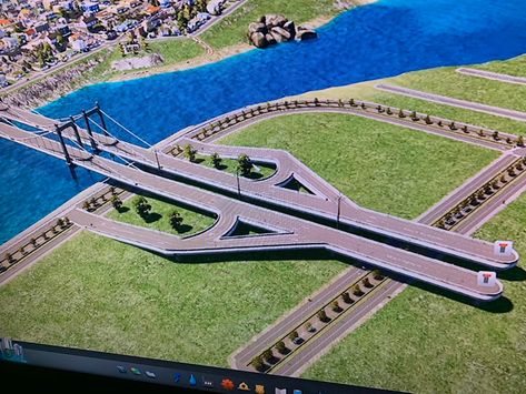 Cities Skylines Train Layout, Cities Skylines Interchanges, City Planning Design Layout, Cities Skylines Layout Ideas, Shipping Container Design Plans, City Skylines Game, City Grid, City Maps Design, Urban Design Architecture