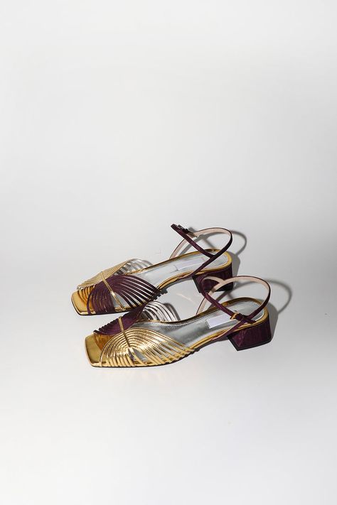 Women's Wear, Metallic Leather, Shoe Game, Fabric Covered, Strappy Sandals, Italian Leather, Sale Items, Block Heels, Plum