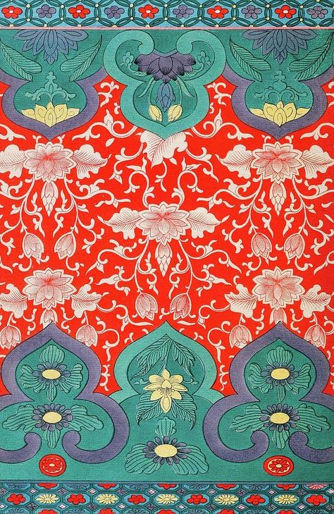 Chinese Pattern Design Traditional, Asian Prints Pattern, Tibetan Art Pattern, Asian Tapestry, Tibetan Pattern, Chinese Pattern Design, Asian Illustration, Asian Prints, Asian Pattern