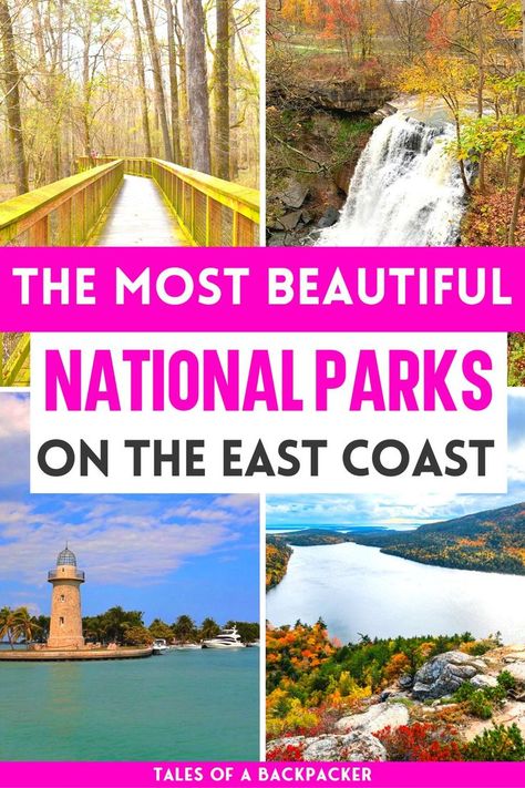 US Travel Destinations: American National Parks are wonderful places to experience the outdoors on a budget! Don't miss these top tips for how to visit the 10 best National Parks on the East Coast USA! You'll also discover some of the most beautiful protected areas on the East Coast, including National Seashores, National Forests and National Monuments in the eastern United States so let's hit the road and explore the East Coast together! #usdestinations #ustraveltips Best National Parks, East Coast Usa, American National Parks, Us Travel Destinations, National Monuments, The East, Wonderful Places, Us Travel, East Coast