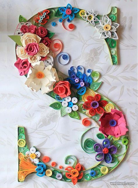 Neli Quilling, Quilling Letters, The Letter S, Paper Quilling Cards, Paper Art Design, Desain Quilling, Paper Quilling Patterns, Quilled Paper Art, 3d Quilling