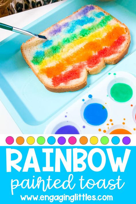 Rainbow Toast Recipe, Week Of The Young Child Activities Tasty Tuesday, Pride Activities For Toddlers, Tasty Tuesday Activities For Preschool, Toast Painting, Rainbow Toast, Rainbow Bread, Rainbow Lessons, Rainbow Activities