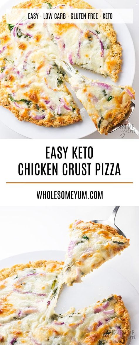 Keto Chicken Crust Pizza, Chicken Crust Pizza Recipe, Keto Brood, Chicken Crust, Creamy Alfredo Sauce, Chicken Crust Pizza, Low Carb Low Fat Recipes, Diner Recept, Best Low Carb Recipes