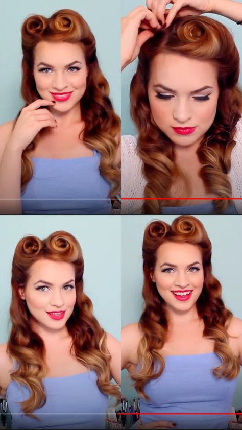 1950s Hairstyles For Long Hair, Pin Up Girl Hairstyles, Easy 50s Hairstyles, 1950 Hairstyles, Cabelo Pin Up, Vintage Hairstyles For Long Hair, Vintage Hairstyles Tutorial, 1950s Hairstyles, 50s Hairstyles