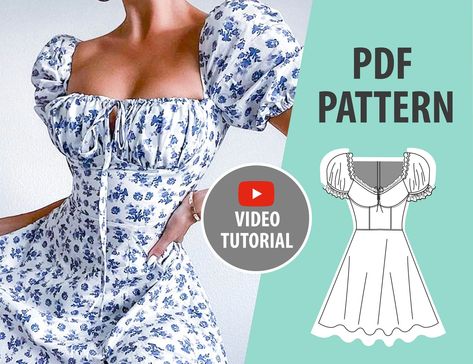 Milk Maid Dress Pattern, Maid Dress Pattern, Milkmaid Dress Pattern, Cottagecore Dress Pattern, Milk Maid Dress, Flounced Skirt, Milk Maid, Milkmaid Dress, Summer Dress Patterns